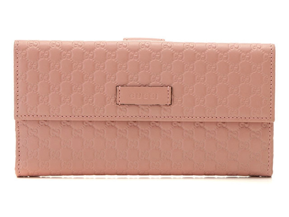 Gucci Microguccissima Double Snap Long Wallet Pink Calfskin